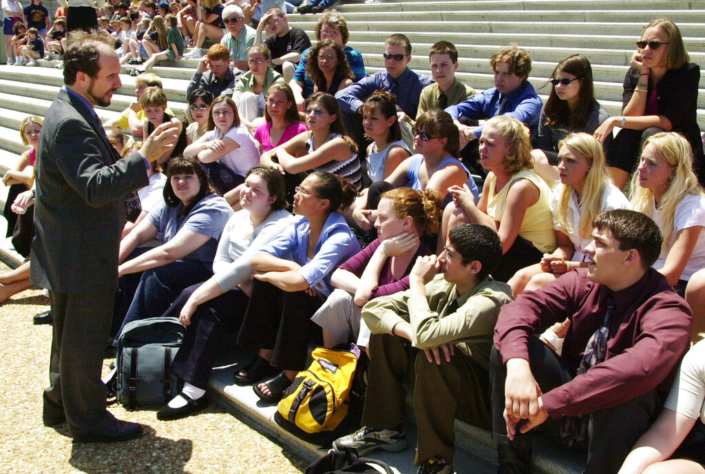 Paul Wellstone on the Capitol steps